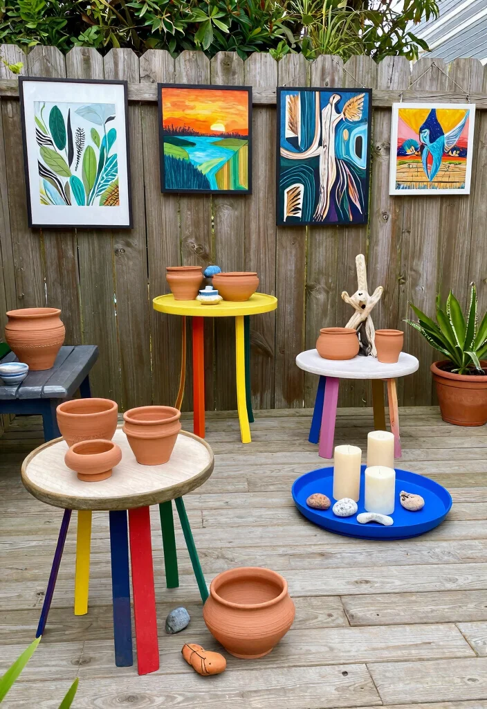 14 Back Deck Decorating Ideas That Feel Cozy & Inviting - 11. Artistic Accents 1