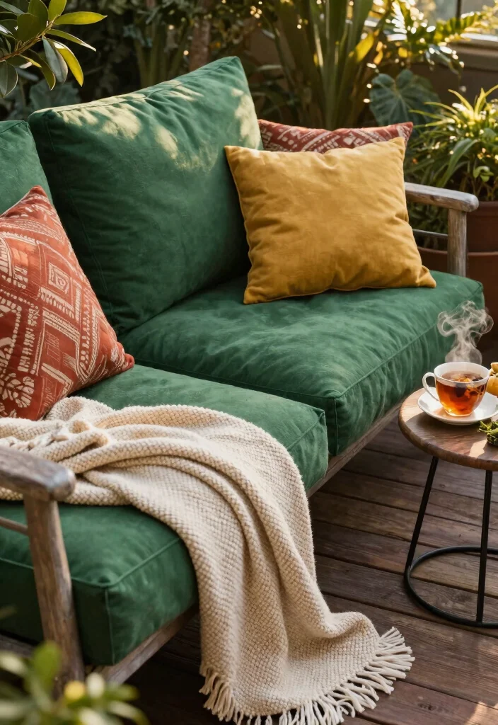 14 Back Deck Decorating Ideas That Feel Cozy & Inviting - 2. Cozy Textiles 1