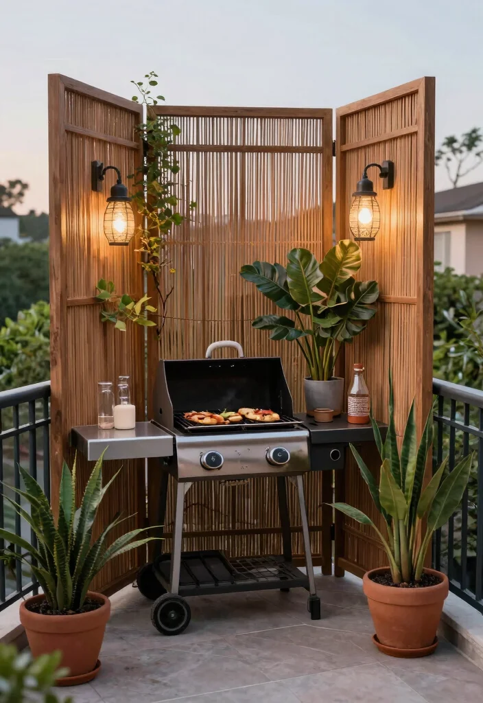 14 Balcony Grill Ideas for the Ultimate Cookout Setup 60 14 Balcony Grill Ideas for the Ultimate Cookout Setup - 10. Privacy Screens for Comfort 1