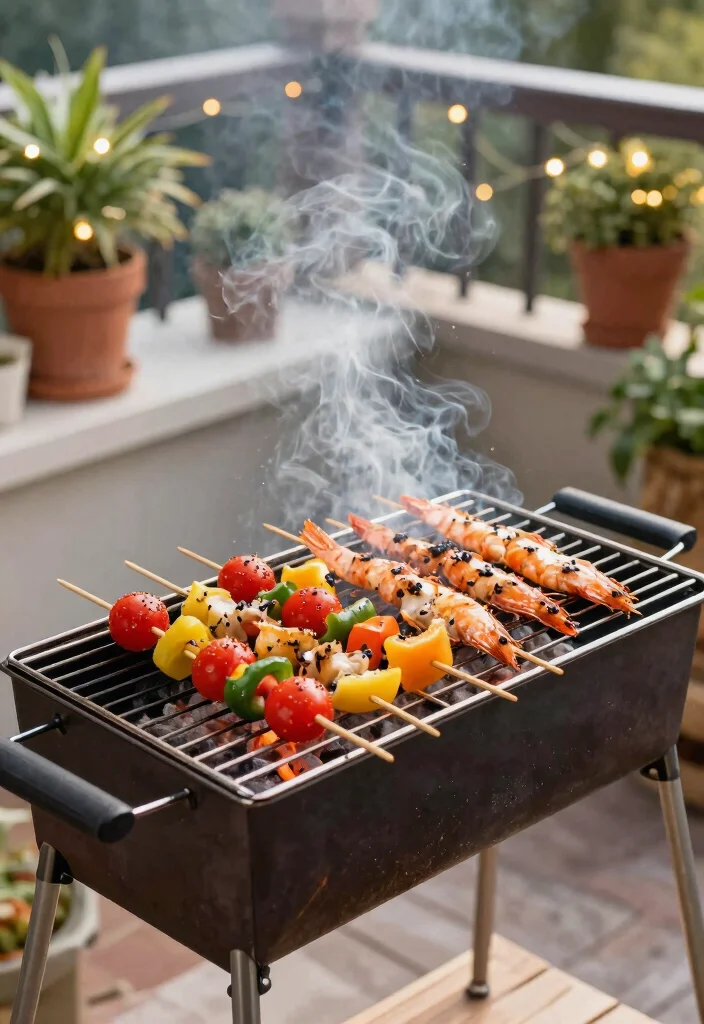 14 Balcony Grill Ideas for the Ultimate Cookout Setup 12 14 Balcony Grill Ideas for the Ultimate Cookout Setup - 2. Vertical Grilling Rack 1