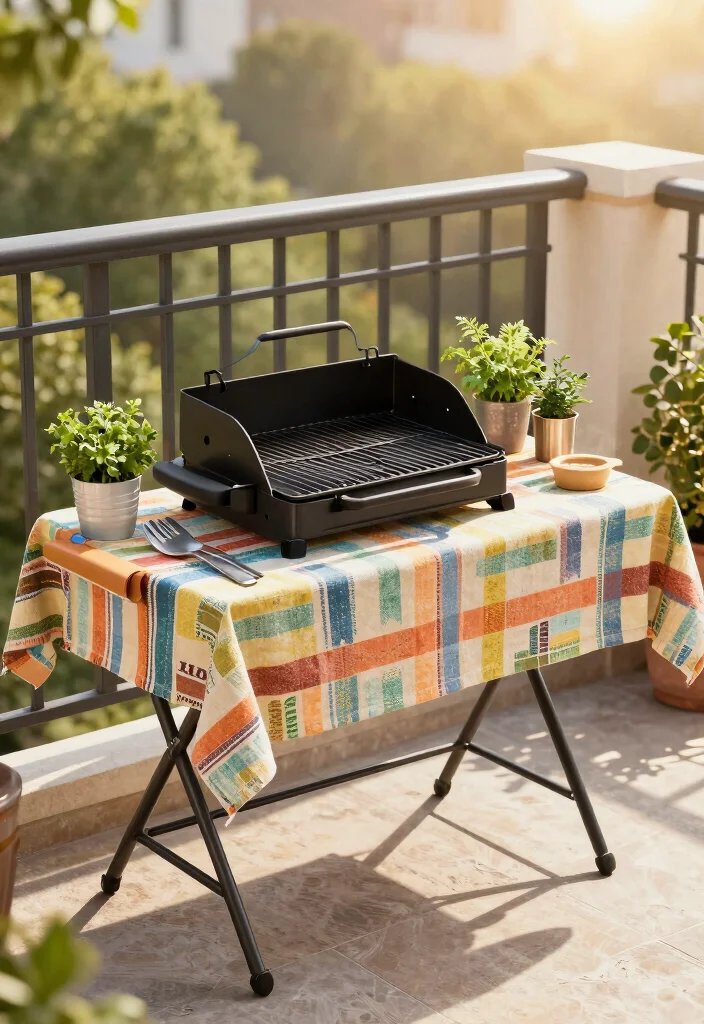 14 Balcony Grill Ideas for the Ultimate Cookout Setup 23 14 Balcony Grill Ideas for the Ultimate Cookout Setup - 3. Folding Grill Tables 1