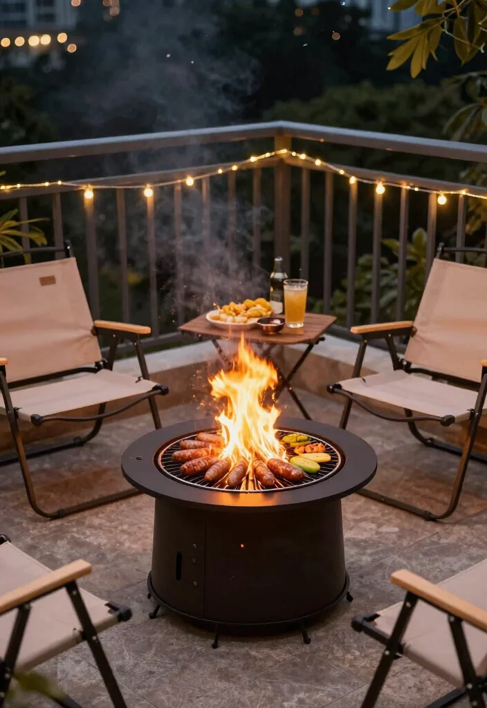 14 Balcony Grill Ideas for the Ultimate Cookout Setup 59 14 Balcony Grill Ideas for the Ultimate Cookout Setup - 9. BBQ Fire Pit Combination 1