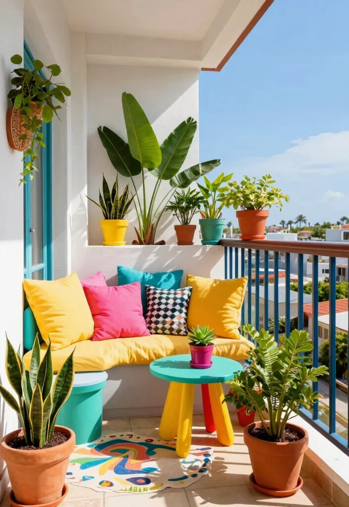 14 Balcony Photoshoot Ideas With Stunning Natural Light - 10. Color Pop 1