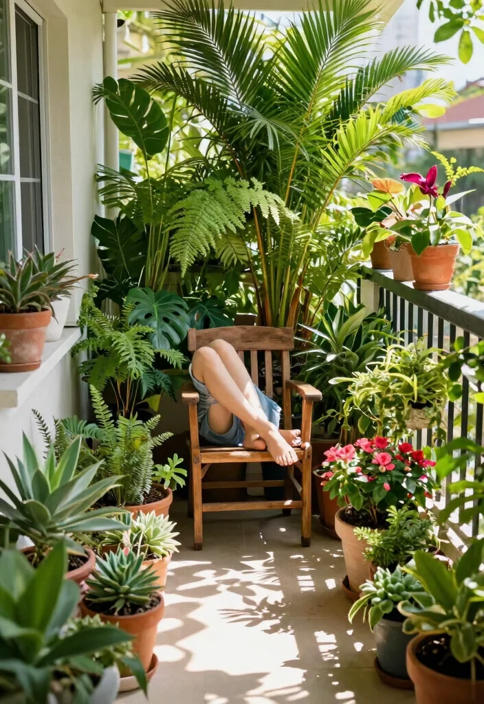 14 Balcony Photoshoot Ideas With Stunning Natural Light - 2. Vibrant Plant Corner 1