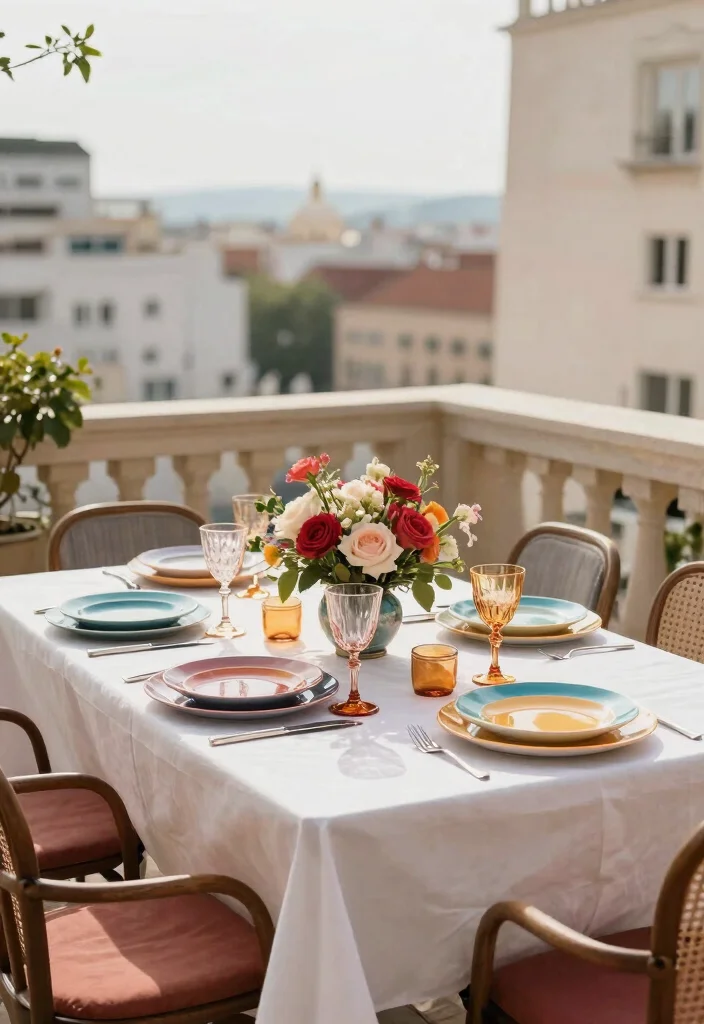 14 Balcony Photoshoot Ideas With Stunning Natural Light - 5. Stylish Dining Setup 1