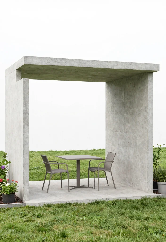 14 Concrete Pergola Ideas With Modern Edge - 2. Minimalist Concrete Structure 1