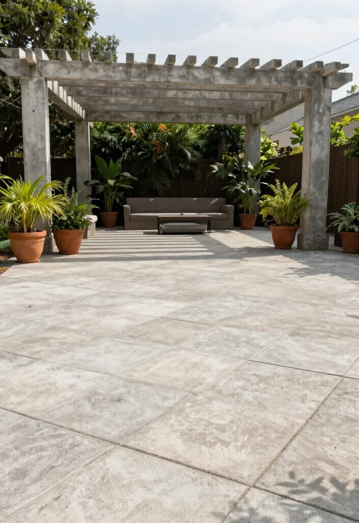 14 Concrete Pergola Ideas With Modern Edge - 6. Concrete Pavers as Flooring 1