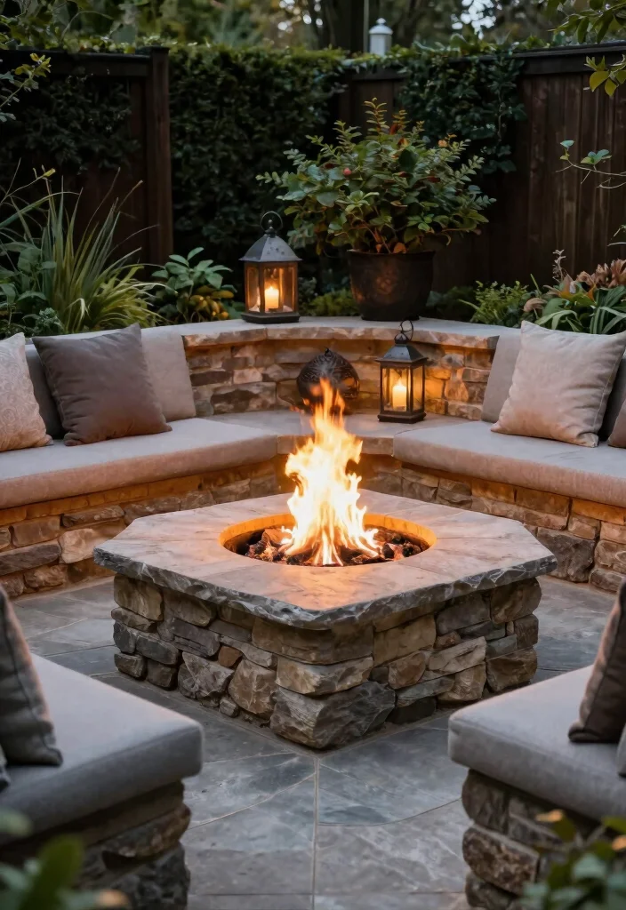 14 Fire Pit Garden Ideas That Feel Warm & Welcoming - 11. Raised Fire Pit Platform 1