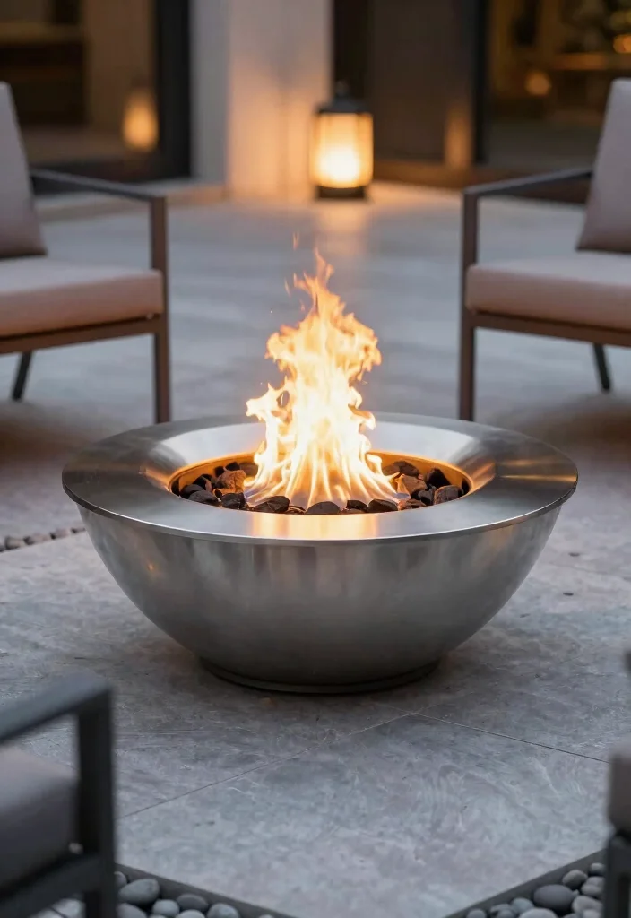 14 Fire Pit Garden Ideas That Feel Warm & Welcoming - 2. Modern Minimalist Fire Bowl 1