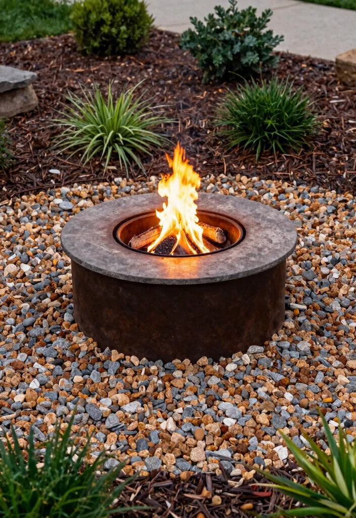 14 Fire Pit Garden Ideas That Feel Warm & Welcoming - 8. Fire Pit Surrounded by Gravel 1