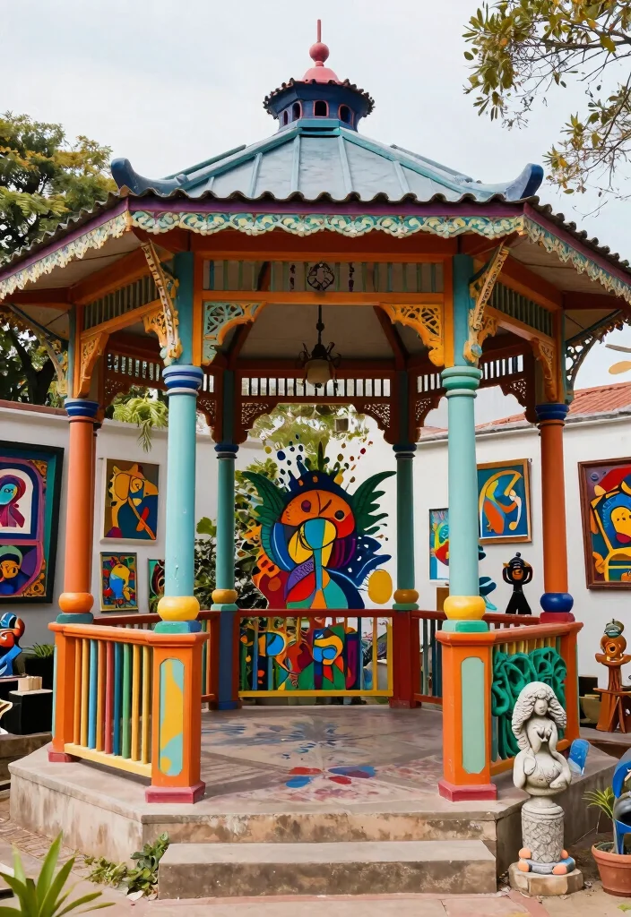 14 Gazebo Ideas Terrace Spaces Will Love - 11. Artistic Expression 1