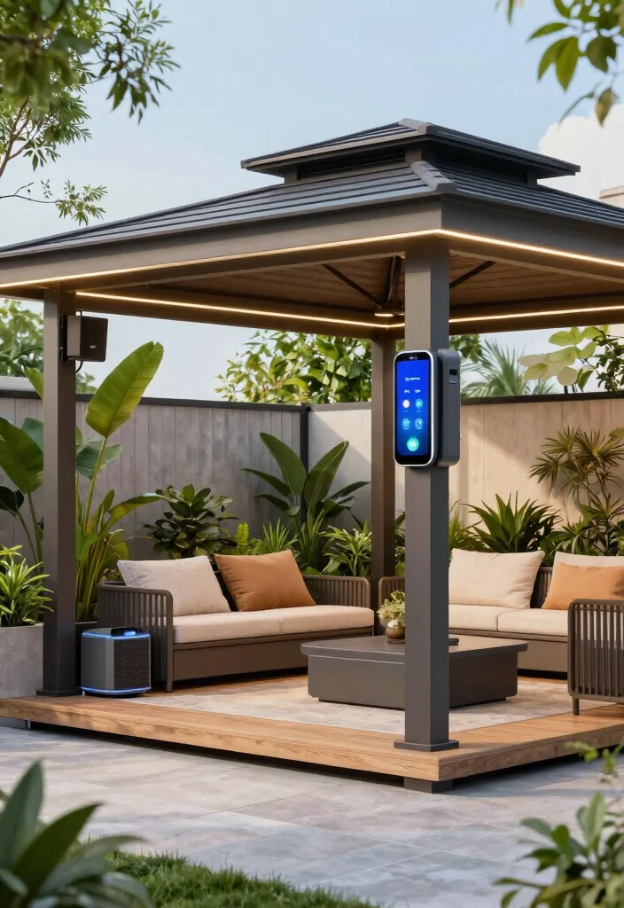 14 Gazebo Ideas Terrace Spaces Will Love - 12. Smart Technology Integration 1