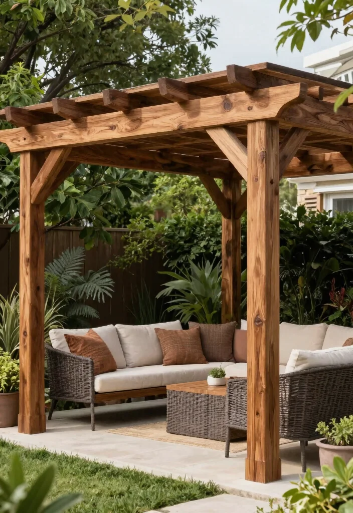 14 Small Pergola Ideas That Maximize Compact Spaces - 10. Artisanal Wood Pergola 1