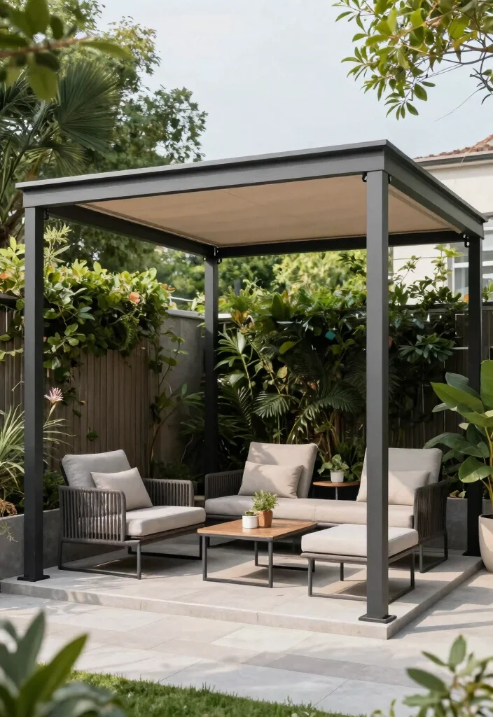 14 Small Pergola Ideas That Maximize Compact Spaces - 7. Retractable Canopy Pergola 1