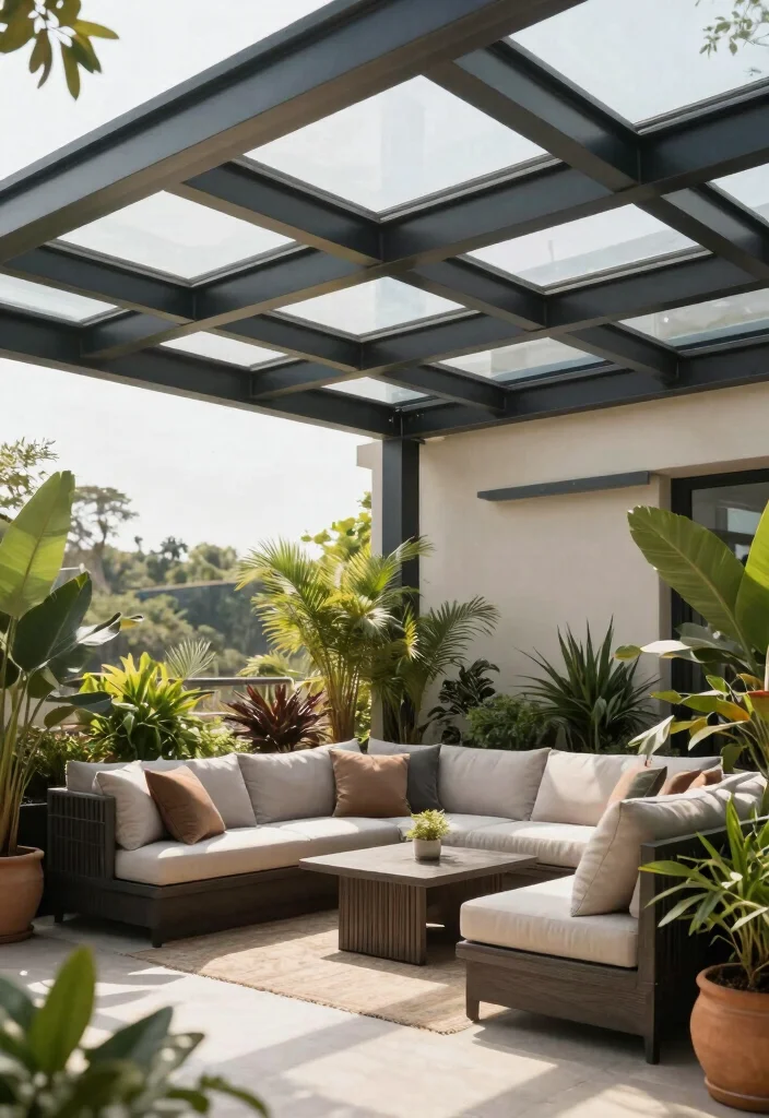 14 Small Pergola Ideas That Maximize Compact Spaces - 9. Roofed Pergola with Skylights 1