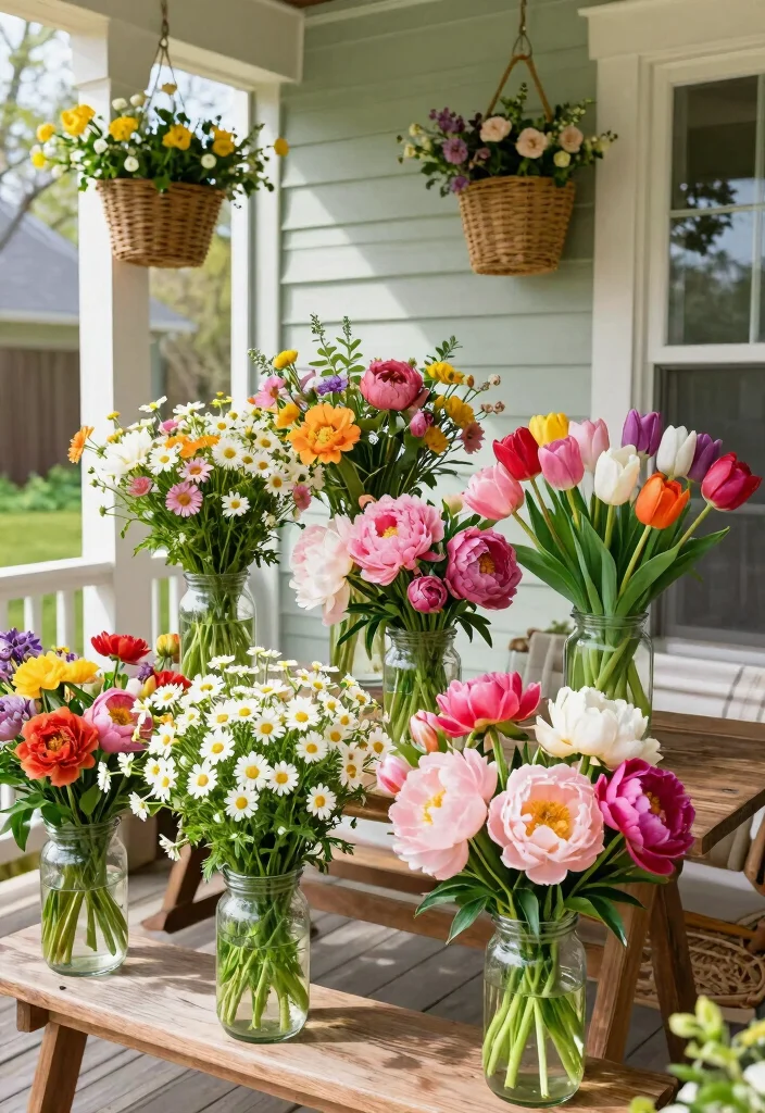 14 Spring Front Porch Ideas for a Fresh Seasonal Look 53 14 Spring Front Porch Ideas for a Fresh Seasonal Look - 13. Floral Arrangements 1