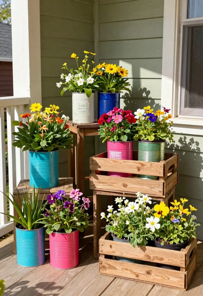 14 Spring Front Porch Ideas for a Fresh Seasonal Look 26 14 Spring Front Porch Ideas for a Fresh Seasonal Look - 6. Recycled Planters 1