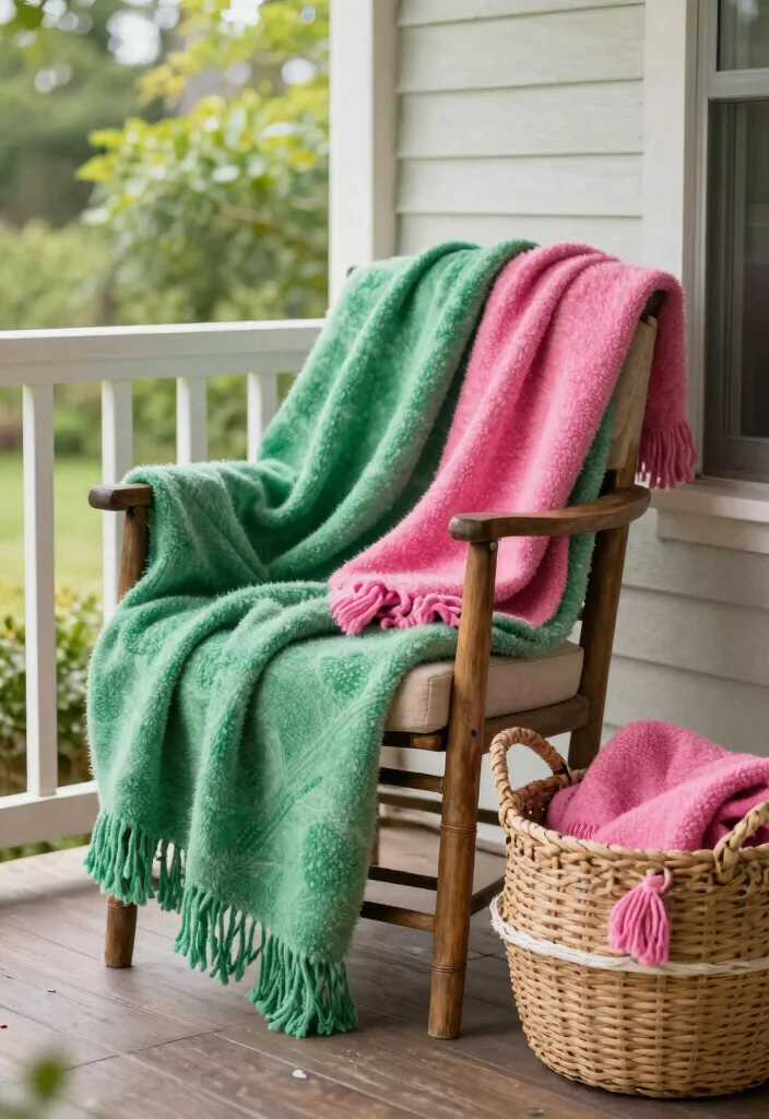 14 Spring Front Porch Ideas for a Fresh Seasonal Look 38 14 Spring Front Porch Ideas for a Fresh Seasonal Look - 8. Colorful Throw Blankets 1