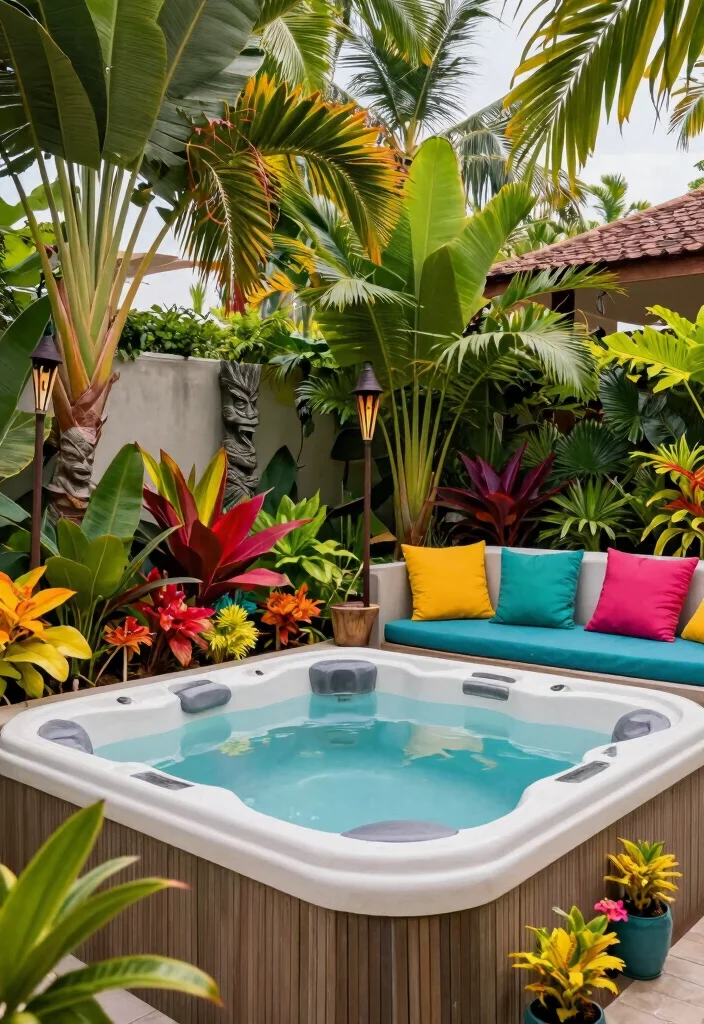 15 Backyard Spa Ideas Hot Tubs That Feel Luxurious - 5. Tropical Paradise 1