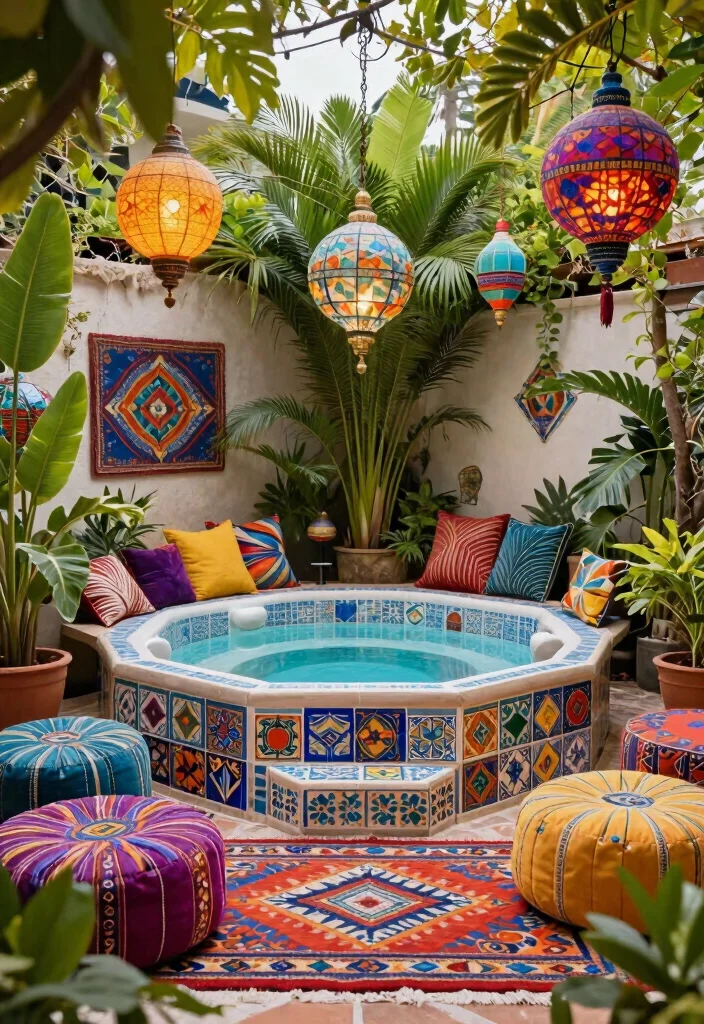 15 Backyard Spa Ideas Hot Tubs That Feel Luxurious - 6. Bohemian Vibes 1