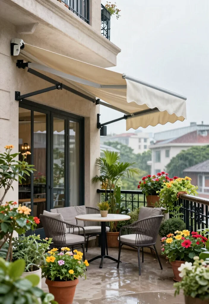 15 Balcony Covering Ideas From Rain That Still Look Chic 1 15 Balcony Covering Ideas From Rain That Still Look Chic - 1. Retractable Awnings for Versatility 1