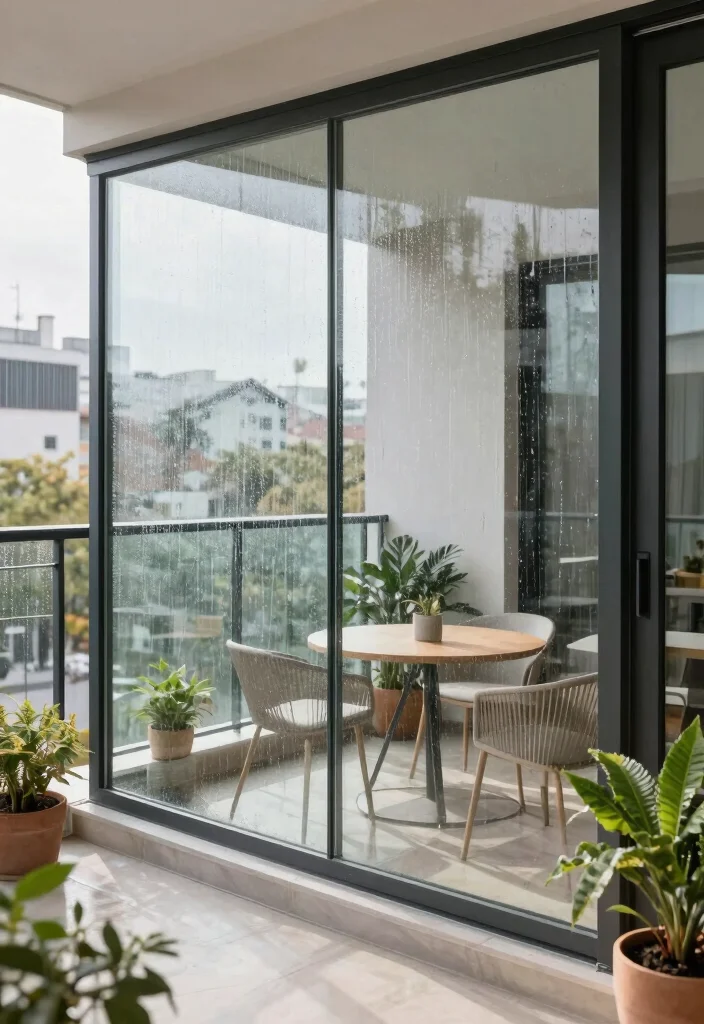 15 Balcony Covering Ideas From Rain That Still Look Chic 41 15 Balcony Covering Ideas From Rain That Still Look Chic - 11. Practical Glass Screens for Modern Appeal 1