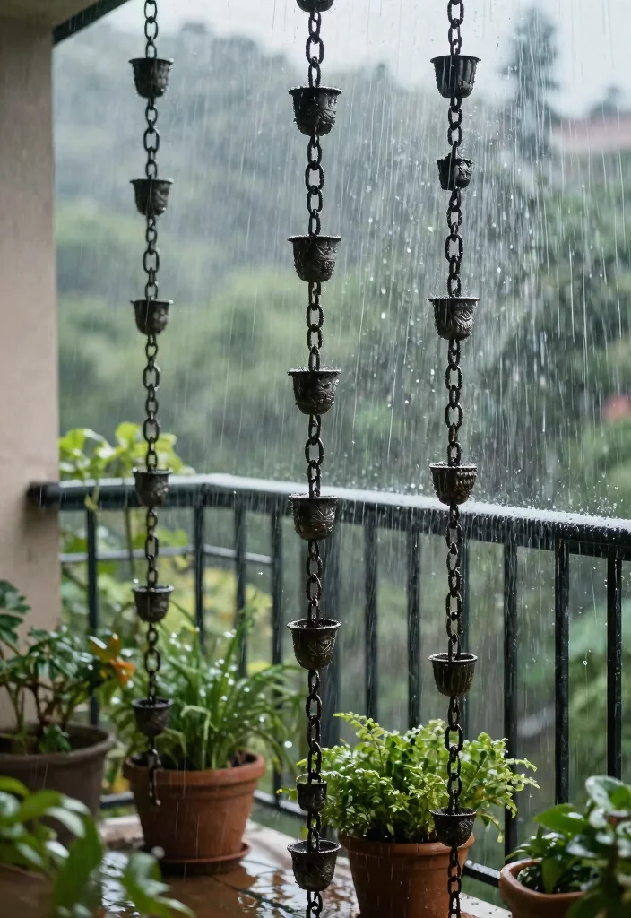 15 Balcony Covering Ideas From Rain That Still Look Chic 54 15 Balcony Covering Ideas From Rain That Still Look Chic - 14. Stylish Rain Chains for a Decorative Touch 1