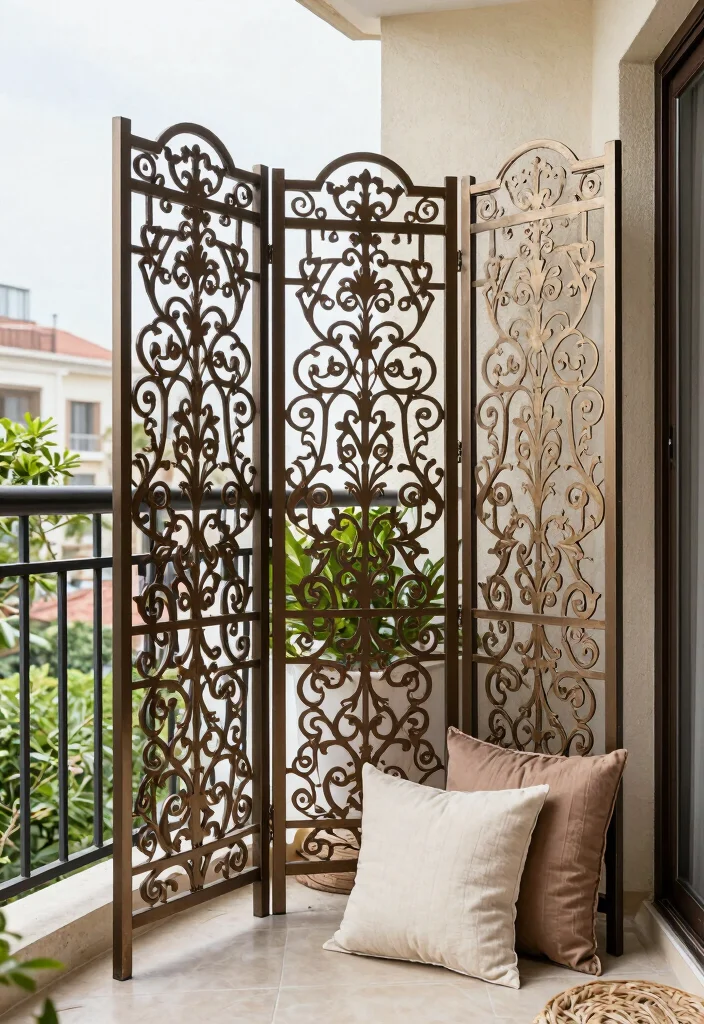 15 Balcony Covering Ideas From Rain That Still Look Chic 17 15 Balcony Covering Ideas From Rain That Still Look Chic - 7. Stylish Folding Screens for Privacy and Protection 1