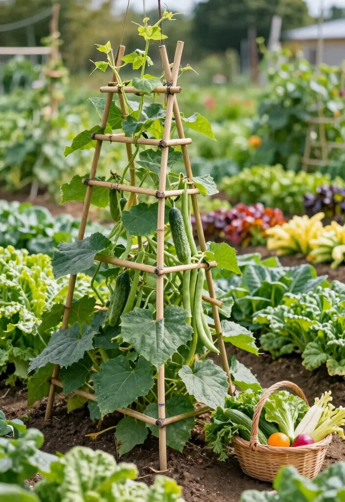 15 Bamboo Trellis Ideas That Add Natural Texture 32 15 Bamboo Trellis Ideas That Add Natural Texture - 12. Bamboo Trellis for Vegetable Garden 1