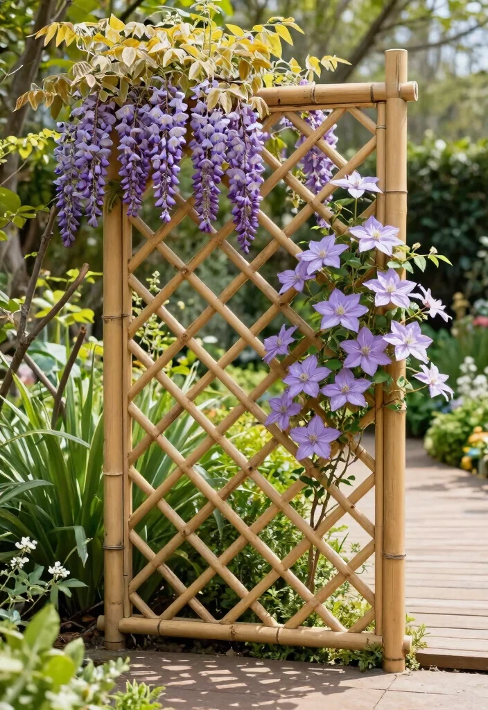 15 Bamboo Trellis Ideas That Add Natural Texture 12 15 Bamboo Trellis Ideas That Add Natural Texture - 2. Lattice Bamboo Trellis 1