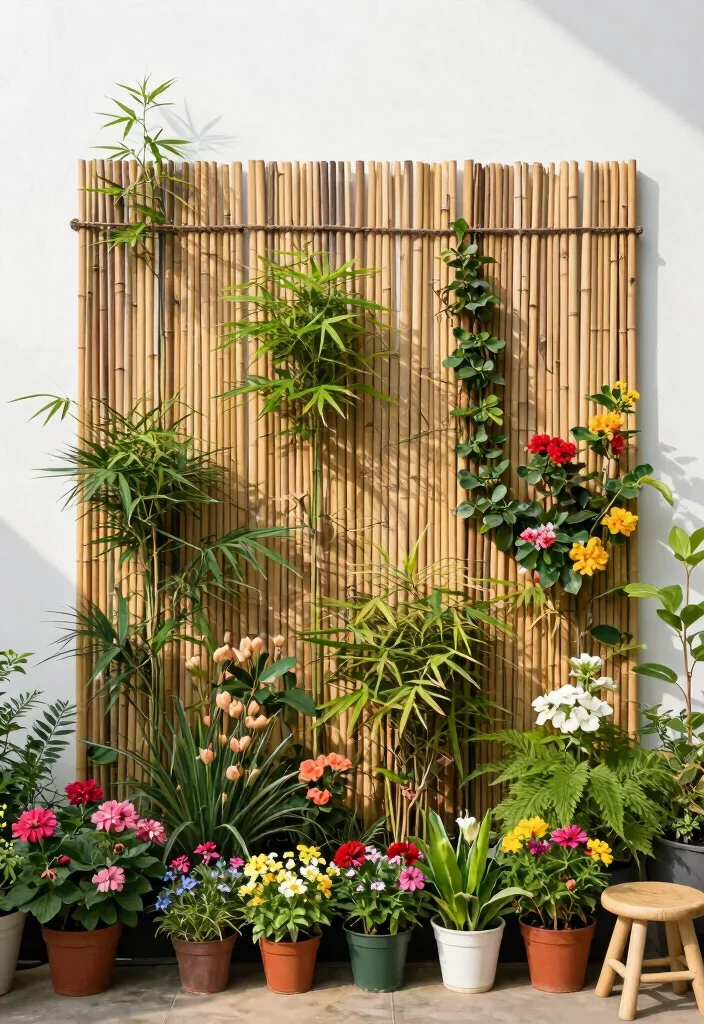 15 Bamboo Trellis Ideas That Add Natural Texture 24 15 Bamboo Trellis Ideas That Add Natural Texture - 4. Vertical Bamboo Garden Wall 1