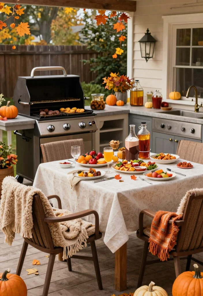 15 Fall Patio Decorating Ideas That Capture Autumn Vibes 61 15 Fall Patio Decorating Ideas That Capture Autumn Vibes - 11. Cozy Outdoor Kitchen Setup 1