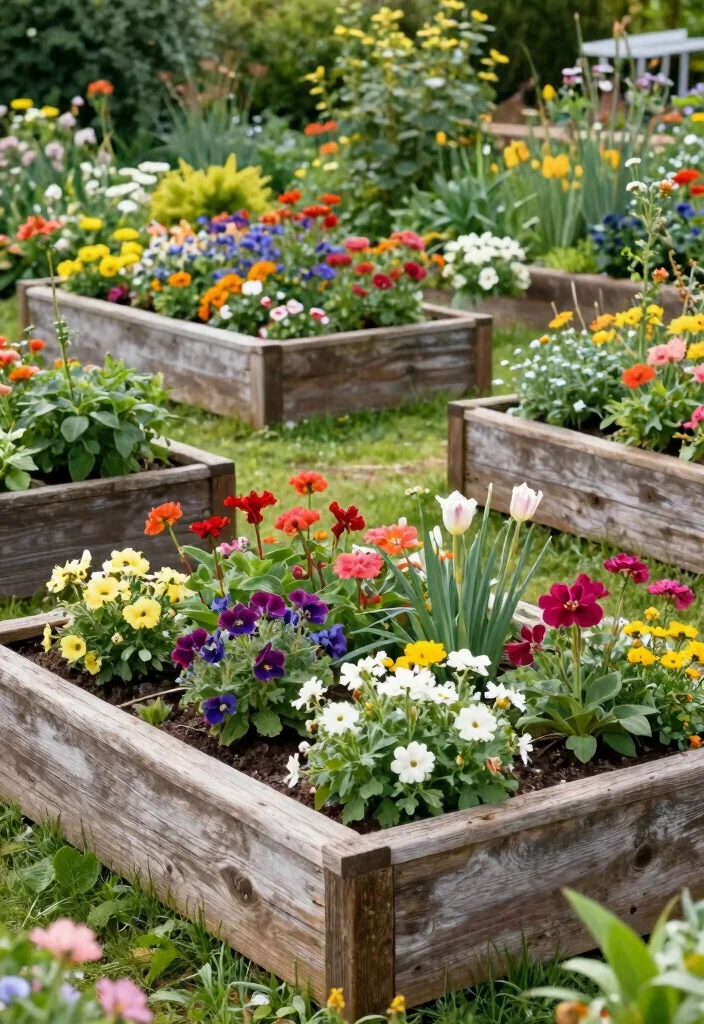 15 Farmhouse Landscaping Ideas With Rustic Charm - 10. Raised Flower Beds 1