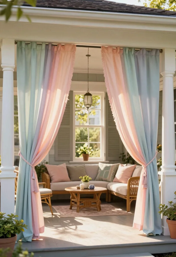 15 Front Porch Ideas Spring Lovers Will Adore - 15. Charming Outdoor Curtains 1
