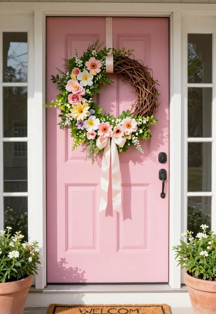 15 Front Porch Ideas Spring Lovers Will Adore - 3. Spring Wreath Wonders 1