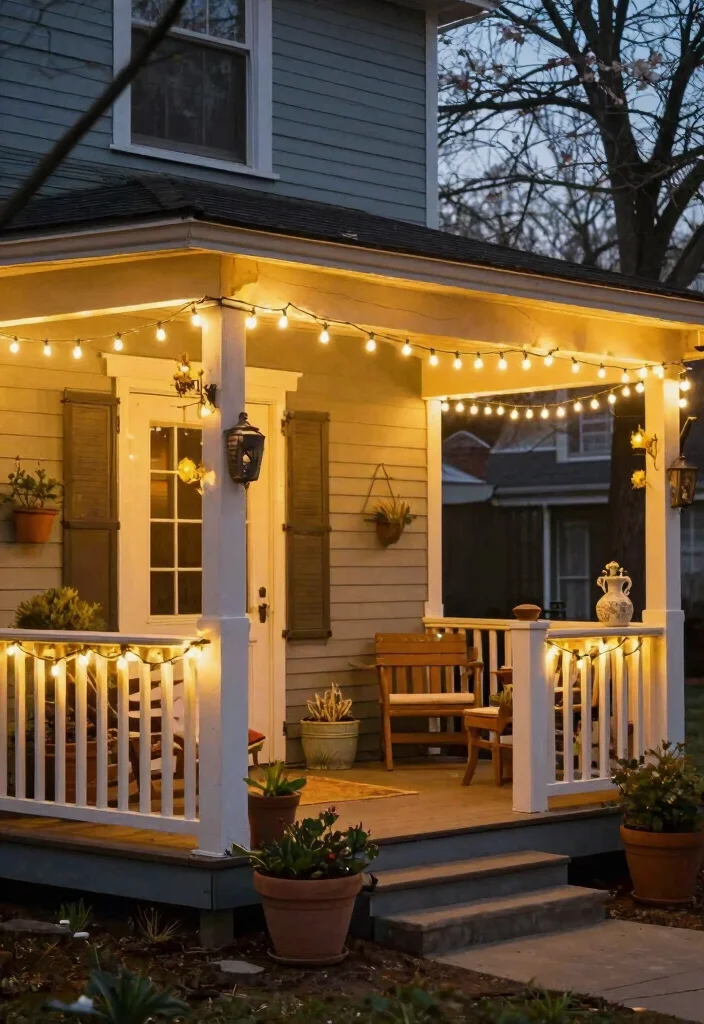 15 Front Porch Ideas Spring Lovers Will Adore - 8. Hanging String Lights 1