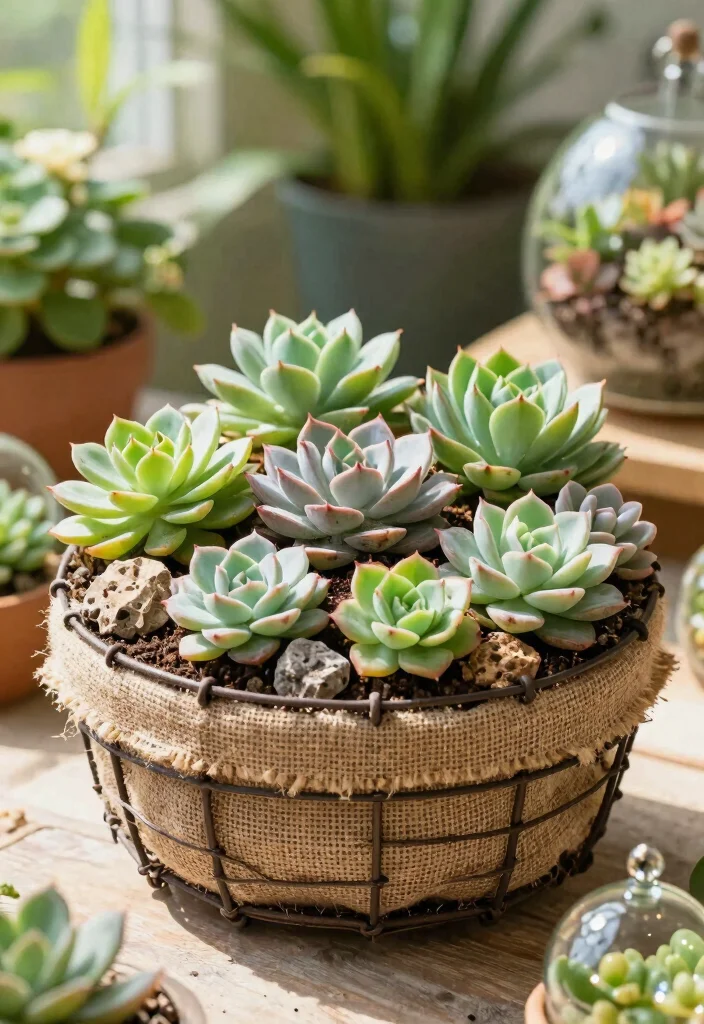 15 Gardening Basket Ideas Gift Lovers Will Adore - 2. Succulent Wonderland Basket 1