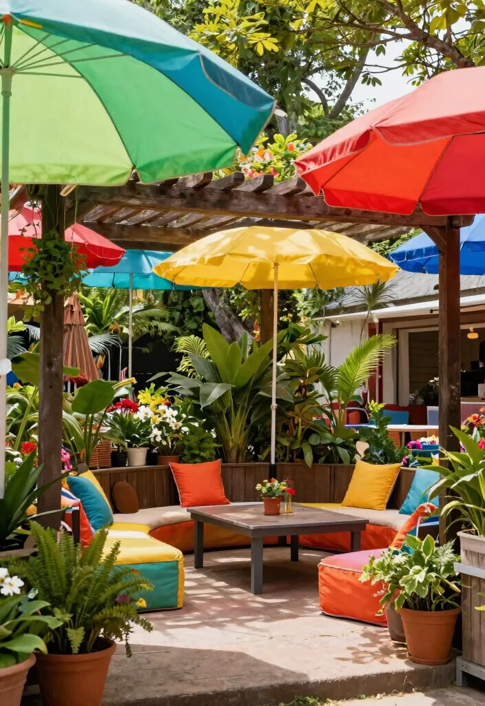 15 Pergola Cover Ideas Waterproof & Stylish - 12. Vivacious Umbrellas 1