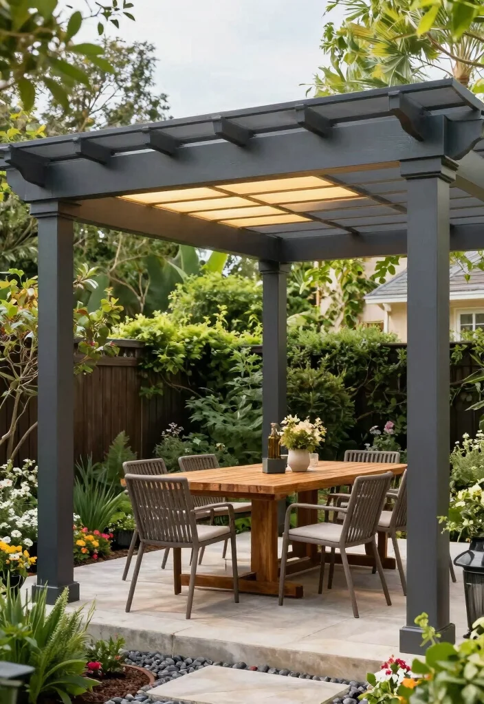 15 Pergola Cover Ideas Waterproof & Stylish - 2. Solid Roof Panels 1