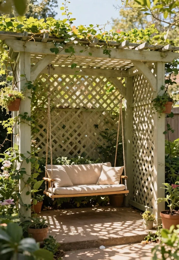 15 Pergola Cover Ideas Waterproof & Stylish - 5. Pergola with Lattice Cover 1