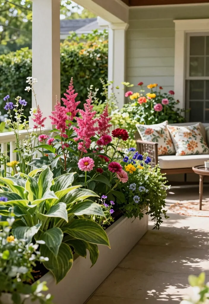 15 Shade Porch Planter Ideas for a Cool Green Touch - 14. Mixed Perennial Borders 1
