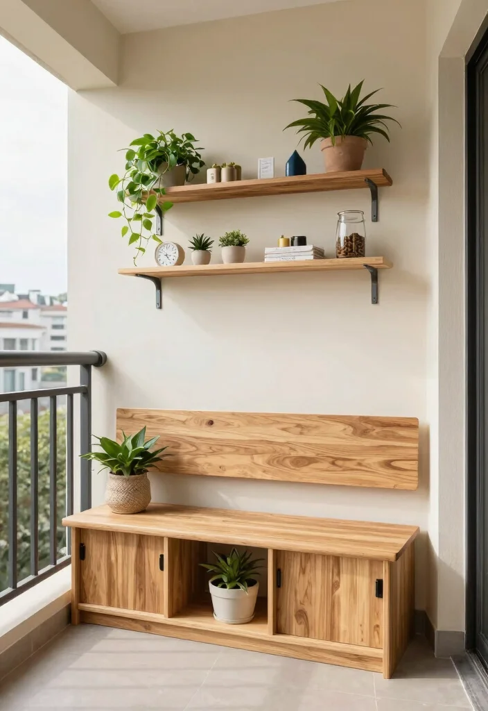15 Wood Balcony Ideas That Feel Warm & Modern - 14. Smart Storage Solutions with Wood 1