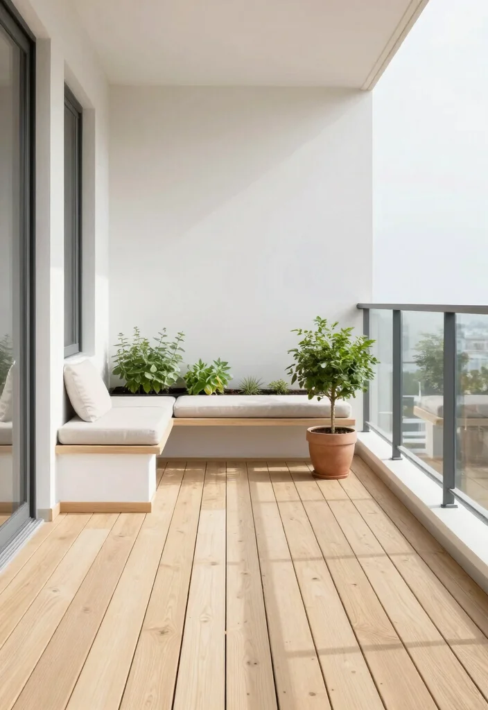 15 Wood Balcony Ideas That Feel Warm & Modern - 2. Minimalist Wooden Decking 1