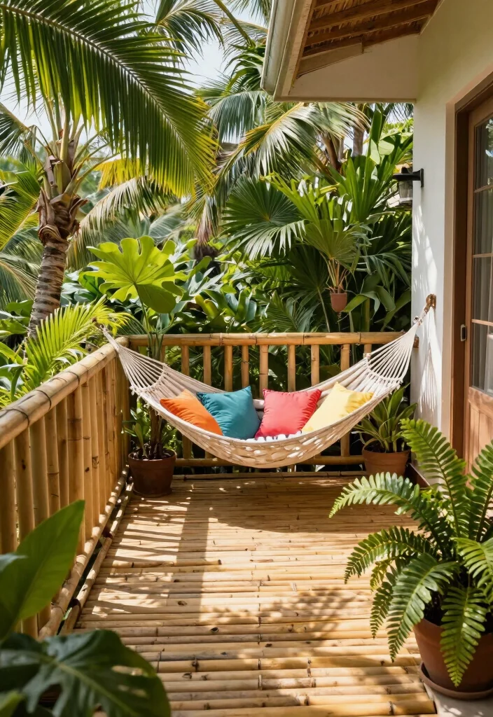 15 Wood Balcony Ideas That Feel Warm & Modern - 4. Tropical Oasis with Bamboo 1