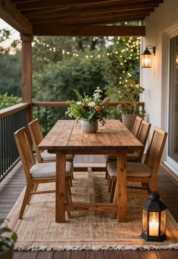 15 Wood Balcony Ideas That Feel Warm & Modern - 5. Stylish Outdoor Dining Area 1