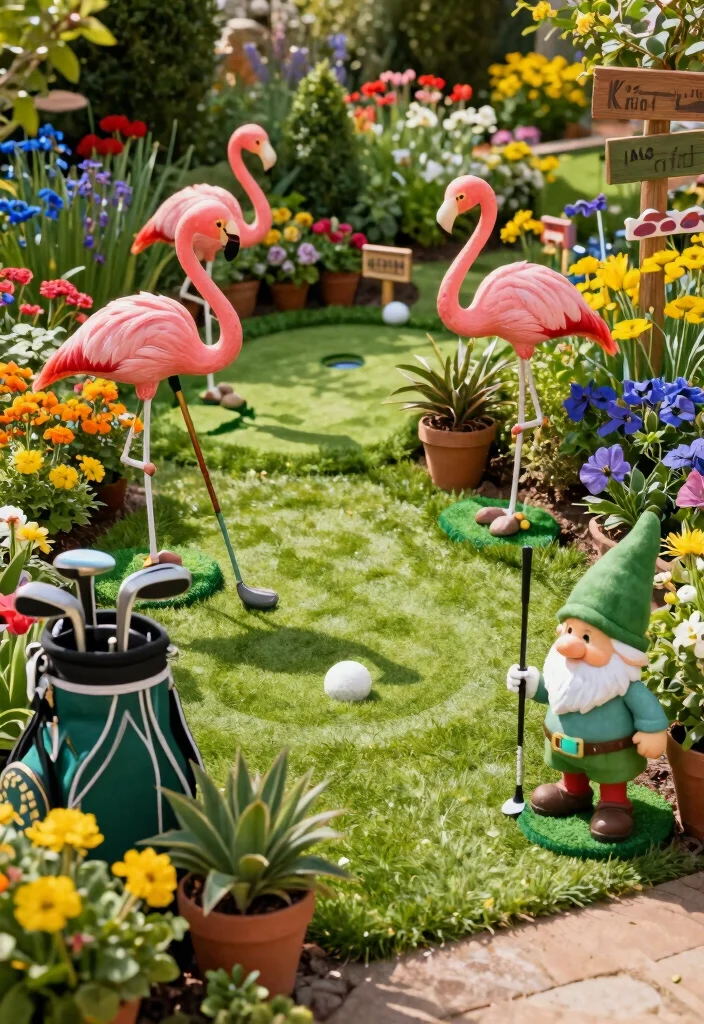 16 Backyard Golf Ideas That Bring the Course Home - 2. Golf-Themed Garden Decor 1