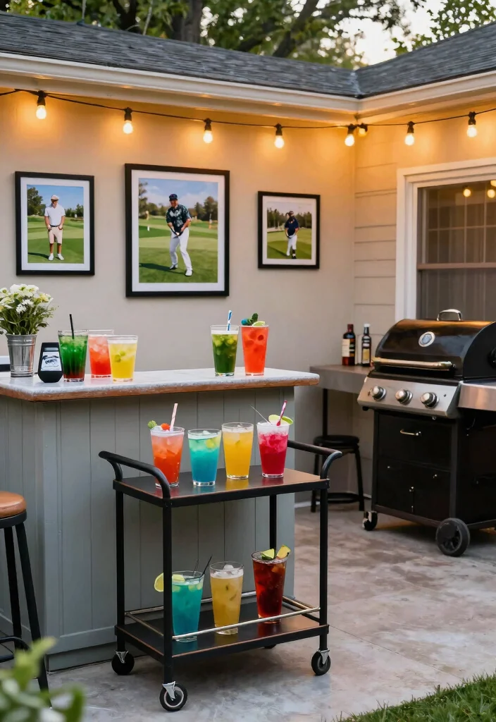 16 Backyard Golf Ideas That Bring the Course Home - 6. Backyard Bar & BBQ with a Golf Twist 1