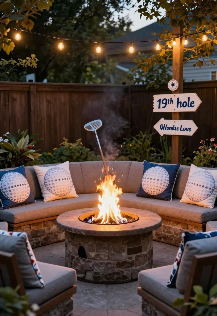 16 Backyard Golf Ideas That Bring the Course Home - 9. Golf-Themed Fire Pit Area 1
