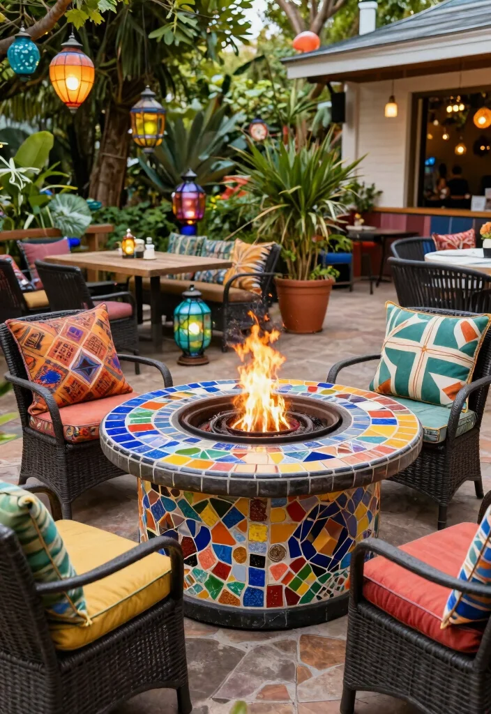 16 Fire Pit Table Ideas for Cozy Outdoor Nights - 4. Funky Fire Pit Table 1