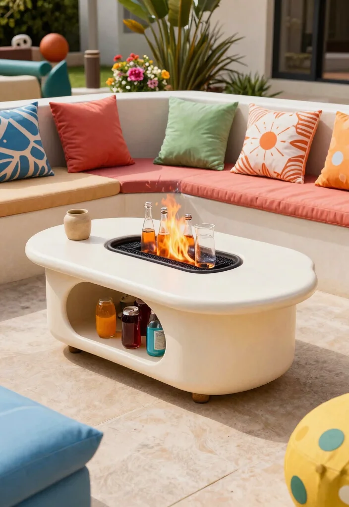 16 Fire Pit Table Ideas for Cozy Outdoor Nights - 9. Creative Table Designs 1